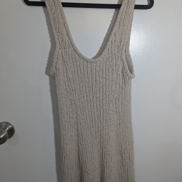H&M Beige Open Knit Maxi Dress | Colour: Oatmeal | Size: Large - Picture 4 of 5